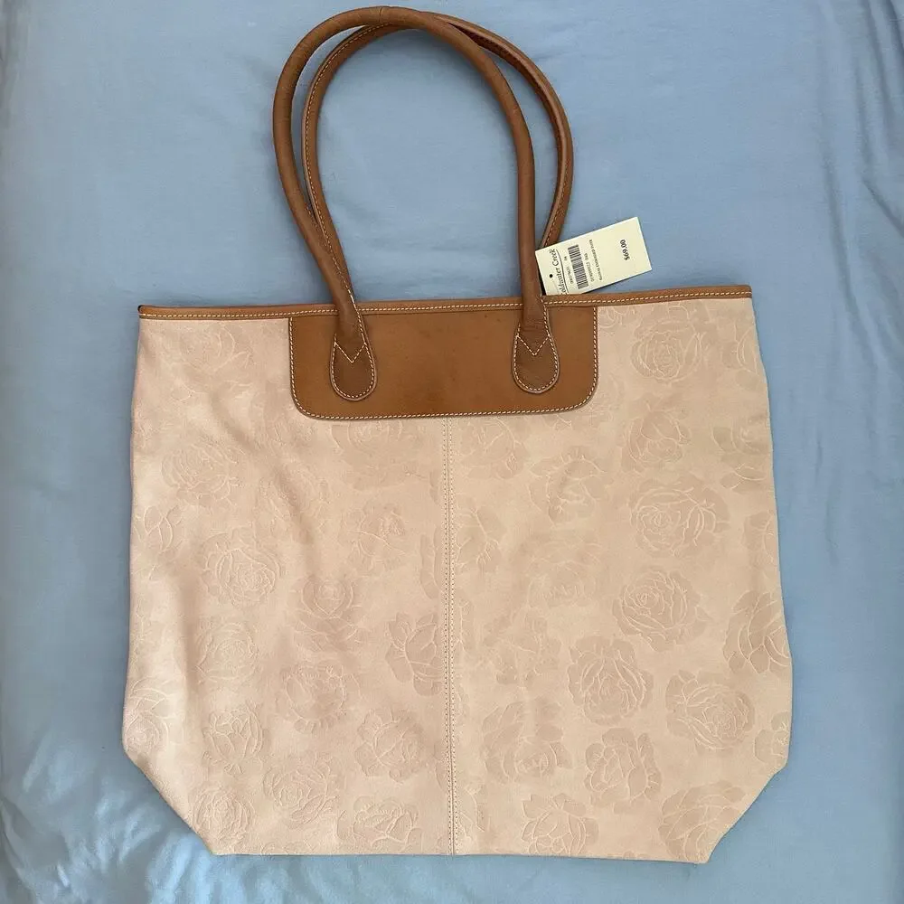 Coldwater Creek vintage NWT floral sueade and leather tote